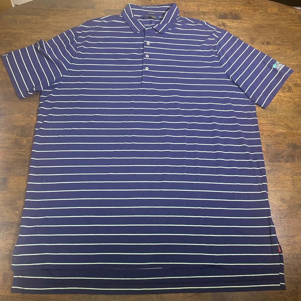 Polo Golf Ralph Lauren Shirt Mens XXL Blue Striped Stretch Lisle Colonial Polo